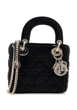 Christian Dior Pre-Owned Lady Dior Chain Bag Cannage Quilt Velvet with Crystal Charms Mini shoulder bag - Black