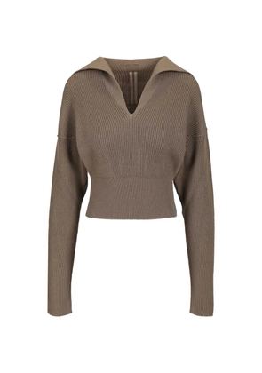Rick Owens ribbed V-neck cropped sweater - Brown
