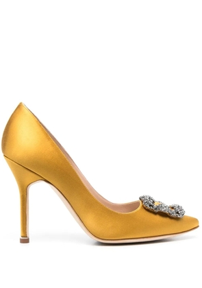 Manolo Blahnik 105mm Hangisi satin pumps - Yellow