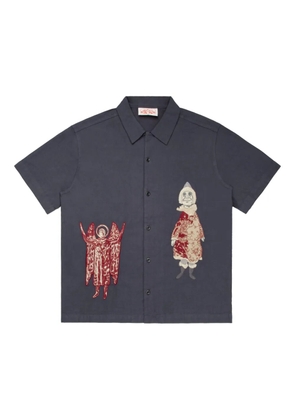 Samuel Zelig Antique graphic-embroidered short-sleeve shirt - Black