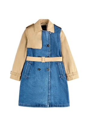 Fay panelled-design belted coat - Blue