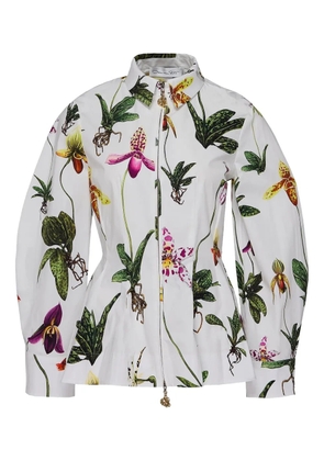 Oscar de la Renta orchid-print shirt - White