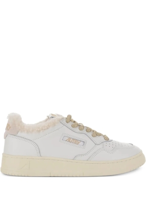 Autry Medalist shearling-trimmed leather sneakers - White