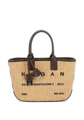 Hogan woven top-handle tote bag - Neutrals