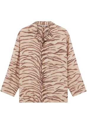 Stella McCartney tiger-print silk pajama shirt - Neutrals