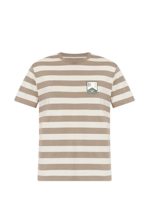 Emporio Armani striped logo-patch T-shirt - Neutrals