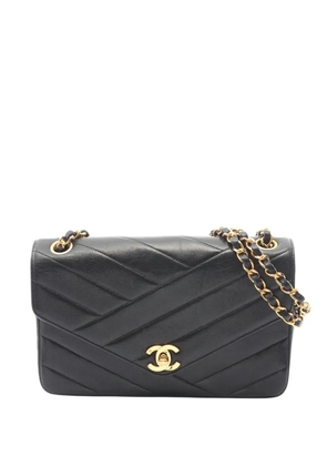CHANEL Pre-Owned 1991-1994 Chevron Lambskin Bias Stitch Flap shoulder bag - Black