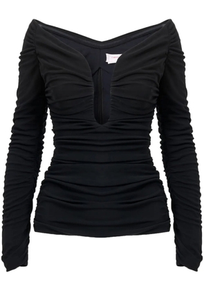 Carolina Herrera ruched U-neck top - Black