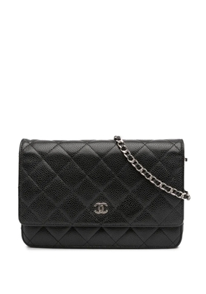 CHANEL Pre-Owned 2014-2015 CC Quilted Caviar Wallet on Chain crossbody bag - Black