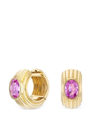 Sorellina Pink Sapphire Huggies Earrings - Gold