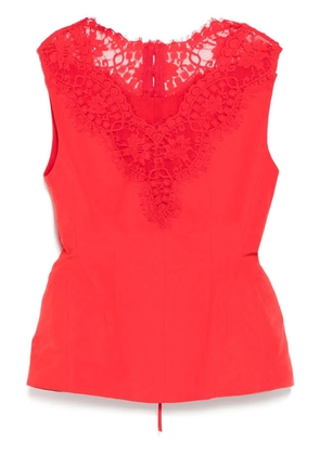 pushBUTTON hourglass sleeveless top - Red