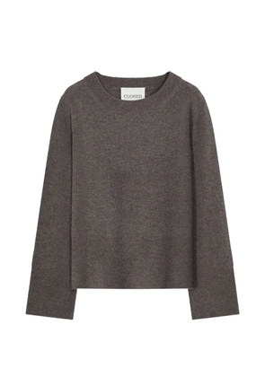 Closed crew-neck long-sleeve sweater - Brown