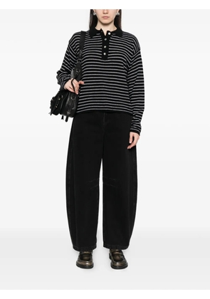 BeYou striped buttoned polo shirt - Black