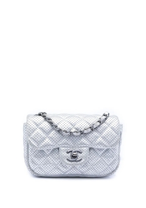 CHANEL Pre-Owned 2014 Mini Perforated Lambskin Punch Flap crossbody bag - Silver