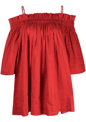 Uma Wang off-shoulder linen blouse - Red