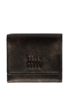 Miu Miu small logo-embossed leather wallet - Brown