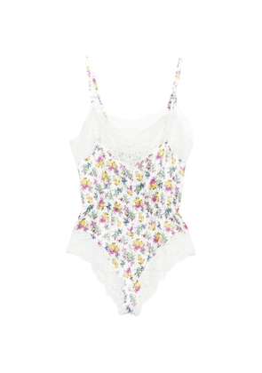 Dolce & Gabbana floral-print lace-trim playsuit - White