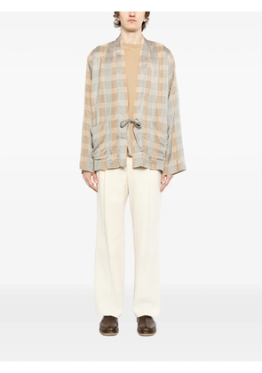 Uma Wang tie detail plaid jacket - Neutrals