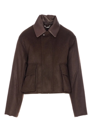 Auralee detachable-collar padded jacket - Brown