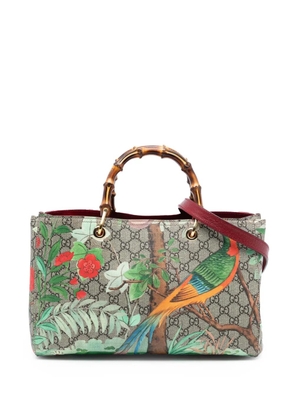 Gucci Pre-Owned 2016-2026 Medium GG Supreme Tian Bamboo Shopper satchel - Brown