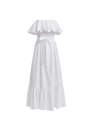 Essentiel Antwerp ruffled-hem belted maxi dress - White