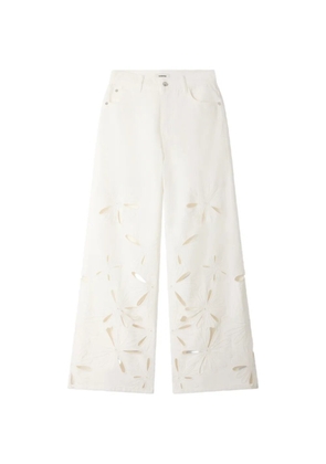 SANDRO floral-detail wide-leg jeans - White
