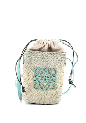 Loewe Pre-Owned Paula's Ibiza Anagram Bucket Bag Woven Raffia with Leather crossbody bag - Blue