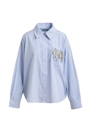 Essentiel Antwerp striped embellished-pocket shirt - Blue