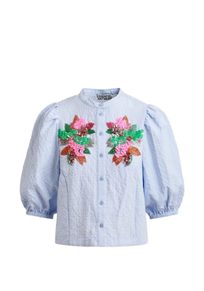 Essentiel Antwerp Jaiden floral-detail shirt - Blue