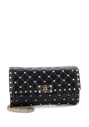 Valentino Garavani Pre-Owned Rockstud Spike Wallet on Chain Quilted Leather Small crossbody bag - Black