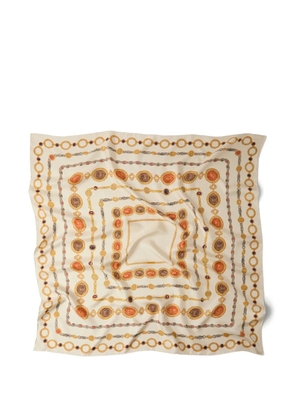 Versace printed silk twill scarf 90 cm - Neutrals
