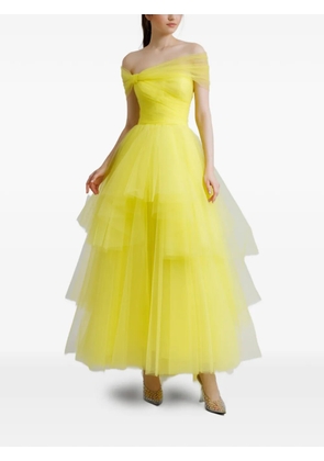 Gemy Maalouf asymmetrical tulle maxi dress - Yellow