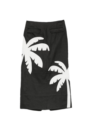 FARM Rio palm-tree-print maxi skirt - Black