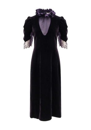 Alexander McQueen lace-ruffled maxi dress - Purple