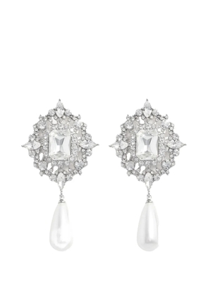 Self-Portrait crystal pearl earrings - Silver