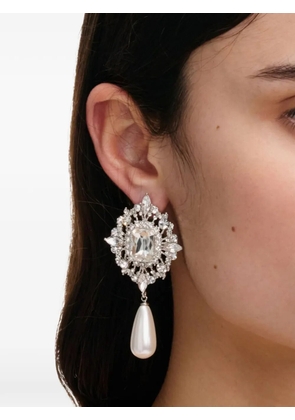 Self-Portrait crystal pearl earrings - Silver