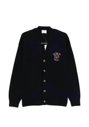 Drôle De Monsieur rose-embroidery button-up cardigan - Blue