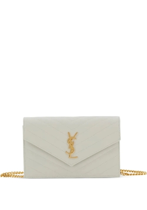 Saint Laurent Cassandre Envelope chevron chain shoulder bag - Neutrals