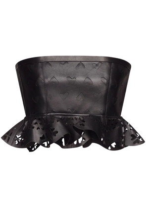 AREA laser-cut leather heart bandeau - Black