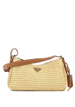 Prada Pre-Owned Aimee Raffia and Leather Large shoulder bag - Brown