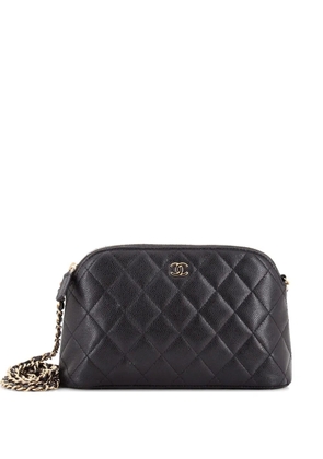 CHANEL Pre-Owned CC Dome Zip Clutch with Chain Quilted Caviar Small shoulder bag - Black