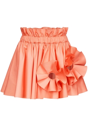 AREA ruffled flower-appliqué mini skirt - Pink