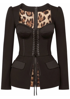 Dolce & Gabbana lace-up satin corset top - Black