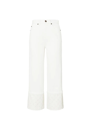 Tory Burch contrast-cuff straight-leg jeans - White