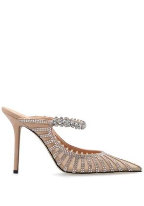 Jimmy Choo 100mm Bing crystal-embellished mules - Neutrals