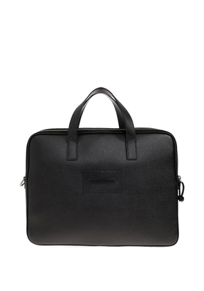 Emporio Armani embossed bovine leather briefcase - Black