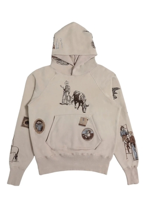 Samuel Zelig embroidered western hoodie - Neutrals