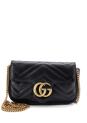 Gucci Pre-Owned GG Marmont Flap Bag Matelasse Leather Super Mini crossbody bag - Black
