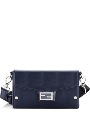 Fendi Pre-Owned Baguette Soft Trunk Phone Pouch Zucca Embossed Leather crossbody bag - Blue