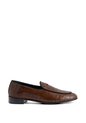 Giuseppe Zanotti crocodile-effect logo loafers - Brown